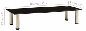 fekete edzett üveg TV-állvány 80 x 35 x 17 cm