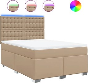 vidaXL cappuccino színű műbőr rugós ágy matraccal 140 x 190 cm