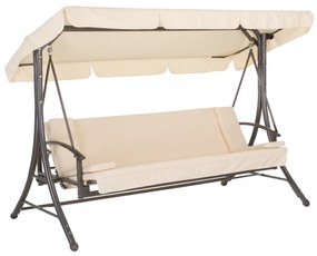 PRAKTIKER HINTAÁGY 3 SZEMÉLYES, 228X120X167 CM, DÖNTHETŐ TÁMLA, FÉM VÁZ, TEXTIL ÜLŐFELÜLET, BÉZS