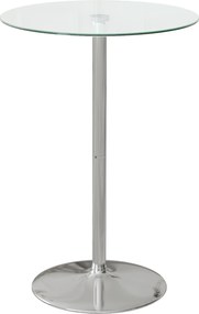 HOMCOM Modern Magas Bárasztal, Kerek Konyhai Asztal 2 Főre Acél Alappal és Üveg Felsőrésszel, Ø70x102cm, Átlátszó | Aosom