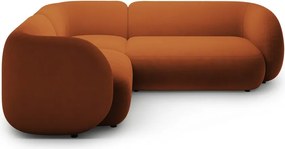 Terrakotta színű bársony sarokkanapé (bal oldali-L alakú) Kate – Micadoni