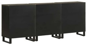 3 db-os komódok fekete 60x33x75 cm tömör fa mangó