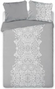 Szatén ágyneműhuzat 160x200 Elegant Glamour szürke fehér keleti díszek