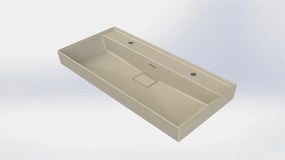 CeraStyle SHARP - MATT BÉZS - porcelán mosdókagyló - DUPLA csaplyukas - 100 x 48 cm