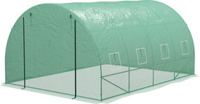 Outsunny 12 m²-es Kert Tunnel Üvegház Paradicsom Üvegház Integrált Öntözőrendszerrel 3L x 2Sz x 2M m Megerősített Acél + Magas Sűrűségű PE 140 g/m² 8