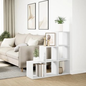 3 szintes fehér szerelt fa térelválasztó könyvespolc 99x29x99cm