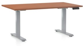 OfficeTech D állítható magasságú asztal, 140 x 80 cm, szürke alap, cseresznye