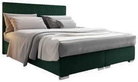Franciaágy 180 cm Boxspring Harlan Comfort (sötétzöld) (ágyráccsal, matraccal és tárolóhellyel). 1056004