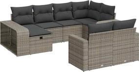 vidaXL 10 részes szürke polyrattan kerti ülőgarnitúra párnákkal