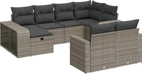 vidaXL 10 részes szürke polyrattan kerti ülőgarnitúra párnákkal