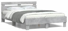 betonszürke ágykeret fejtámlával és LED-del 120x190 cm