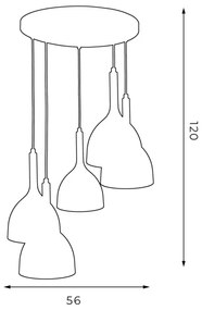 Csillár zsinóron NOAK WOOD 5xE27/15W/230V fekete/bükkfa