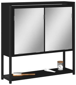 fekete szerelt fa fürdőszobai tükör 60 x 16 x 60 cm