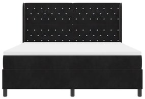 Boxspring Ágy Mattal és LED Fénnyel Fekete 180x200 cm Bársony