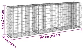 horganyzott vas gabion kosár fedéllel 300 x 50 x 100 cm