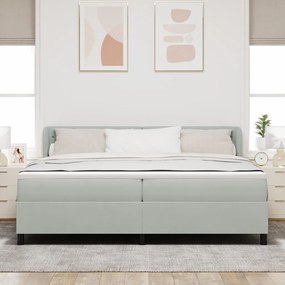 Boxspring Ágy Matrac, Világosszürke, 200x200 cm, Bársony