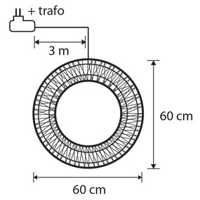 Karácsonyi függőlámpa koszorú ezüst 60cm LED-del IP44 - Nawa