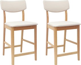 vidaXL Étkező Székek 2 pcs Természetes 48 x 49 x 95 cm Tömör Gumi Fa