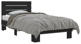 fekete szerelt fa és fém ágykeret 75 x 190 cm