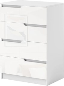 HOMCOM 4-Fiókos Komód Modern Hálószobai Komód Billenés Elleni Fiókos Szekrény Nappaliba Előszobába 60x40x85 cm Fehér | Aosom