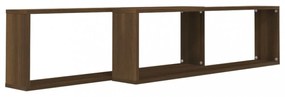 2 db barna tölgyszínű szerelt fa fali kockapolc 100x15x30 cm