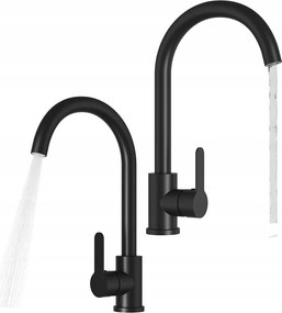 Konyhai Csaptelep Fekete Lekerekített Kifolyócső Prestige Mosogatóhoz Plusz Csaptelep