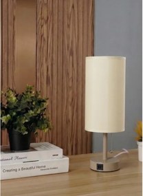Brilagi - Asztali lámpa USB-porttal TABLON 1xE27/25W/230V bézs/krémszínű