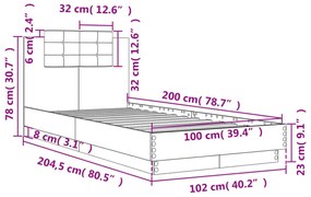 barna tölgyszínű szerelt fa ágykeret fejtámlával 100 x 200 cm