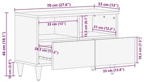 TV Szekrény 70x33x46 cm Tömör Mangófából
