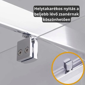 Stuxi Torino 70x90 aszimmetrikus szögletes nyílóajtós zuhanykabin 6 mm vízlepergető biztonsági üveggel, króm elemekkel, 200 cm magas