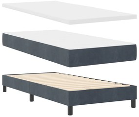 Boxspring Ágy Matracokkal Sötétszürke 90x200 cm Bársony