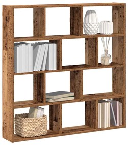 antik fa színű szerelt fa fali kockapolc 12 rekeszes színű