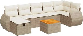 vidaXL 8 részes bézs polyrattan kerti ülőgarnitúra párnával