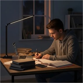 Brilagi - LED érintéses asztali lámpa, dimmelhető, vezeték nélküli QI töltéssel, LED/7W/5V, 3000/4000/6000K, fekete