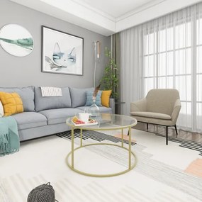 BERLIN konferencia asztal 80x45 cm arany/átlátszó