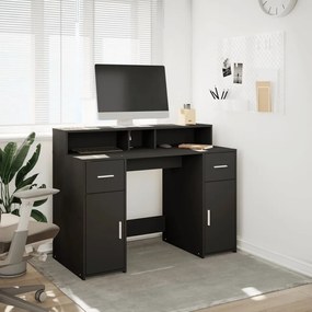 fekete szerelt fa íróasztal LED-világítással 120 x 55 x 91 cm