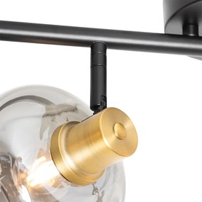 Okos mennyezeti spotlámpa fekete, arany és füstüveggel, 4 izzós, 4 Wifi P45-ös - Zuzanna