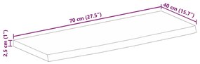tömör nyers mangófa természetes élű asztallap 70 x 40 x 2,5 cm