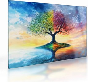 Üveg kép – Évszakok festett fája (70x50 cm)