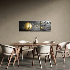 Okker gömbök képe (órával) (90x30 cm)