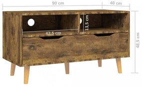 füstös tölgy színű szerelt fa TV-szekrény 90 x 40 x 48,5 cm