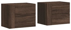 2 db barna tölgy színű fali éjjeliszekrény 45 x 30 x 35 cm
