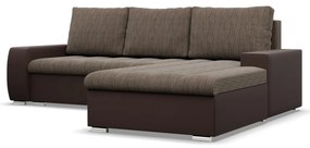 Toronto sarokkanapé, 2 ágyneműtartóval, fonott + műbőr, jobboldali, barna