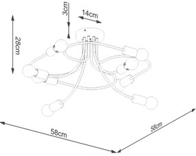 Sollux SL.1457 - Csillár rúdon LEVAR 8xE27/15W/230V fekete