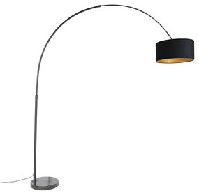 Ív lámpa fekete bársony árnyékolóval fekete arannyal 50 cm - XXL