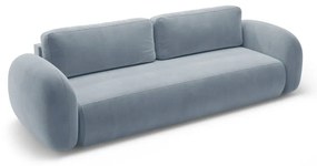 Szürkéskék bársony kinyitható-tárolóhelyes kanapé 262 cm Tonale – Cosmopolitan Design