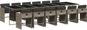 vidaXL 13 részes szürke polyrattan kerti ülőgarnitúra párnákkal