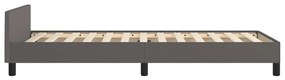 szürke műbőr ágykeret fejtámlával 90 x 200 cm