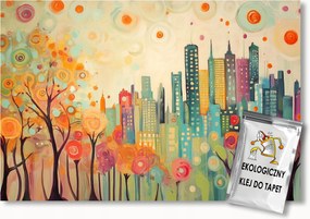 Fotótapéta Flizelina Gyerekek Színes Város Házak Fa 250x175 ragasztó