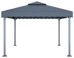 Antracitszürke alumíniumpavilon LED fényfüzérrel 400 x 300 cm